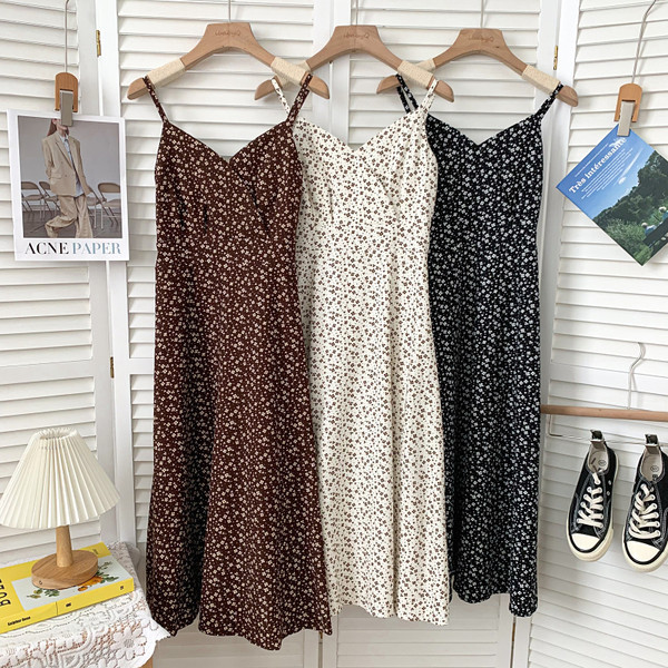 Vabaaja naiste lõikega peenikeste rihmadega kleit – mitut värvi