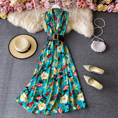 Rochie lunga de dama model nou cu curea si decolteu spitz