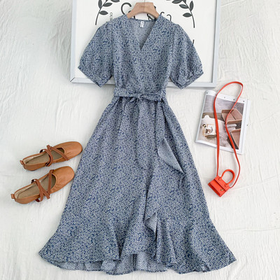 Casual φόρεμα με λαιμόκοψη spitz και ζώνη σε διάφορα χρώματα