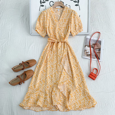 Casual φόρεμα με λαιμόκοψη spitz και ζώνη σε διάφορα χρώματα