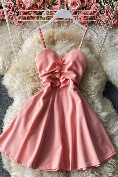 Ženska kratka haljina na tanke naramenice - više boja