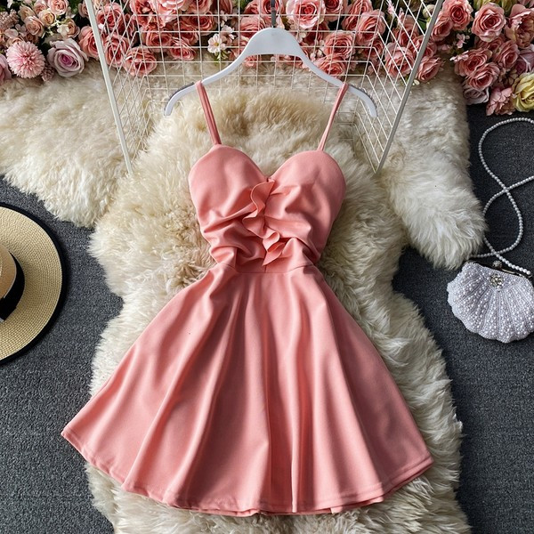 Ženska kratka haljina na tanke naramenice - više boja