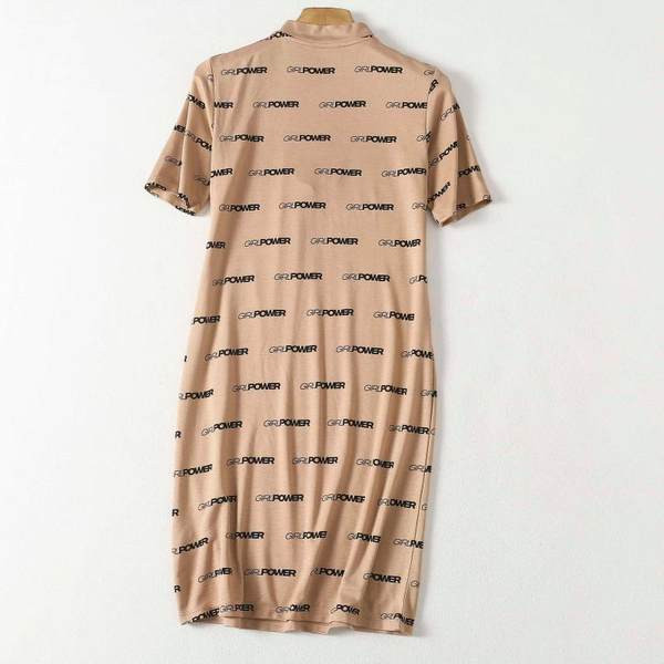 Rochie de primavara-toamna model drept cu fermoar si imprimeu