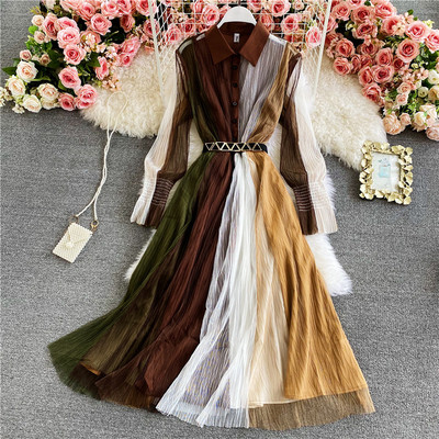 Uue mudeli naiste kleit vöö ja klassikalise kraega