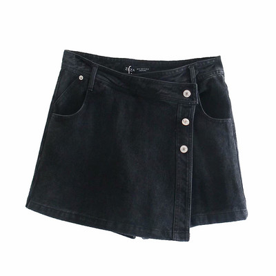 Κοντή ασύμμετρη τζιν φούστα-παντελόνι