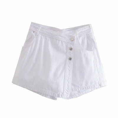 Κοντή ασύμμετρη τζιν φούστα-παντελόνι