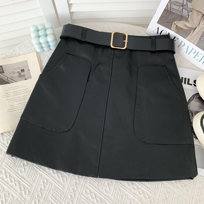 Új modell női szoknya műbőr zsebekkel