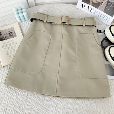 Új modell női szoknya műbőr zsebekkel