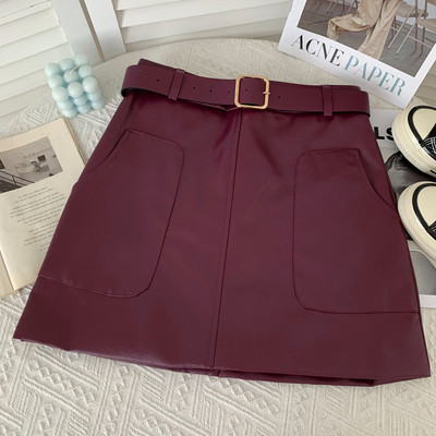 Új modell női szoknya műbőr zsebekkel