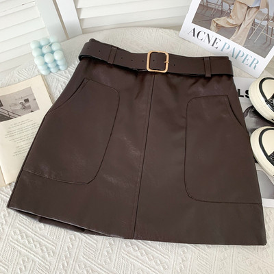 Új modell női szoknya műbőr zsebekkel