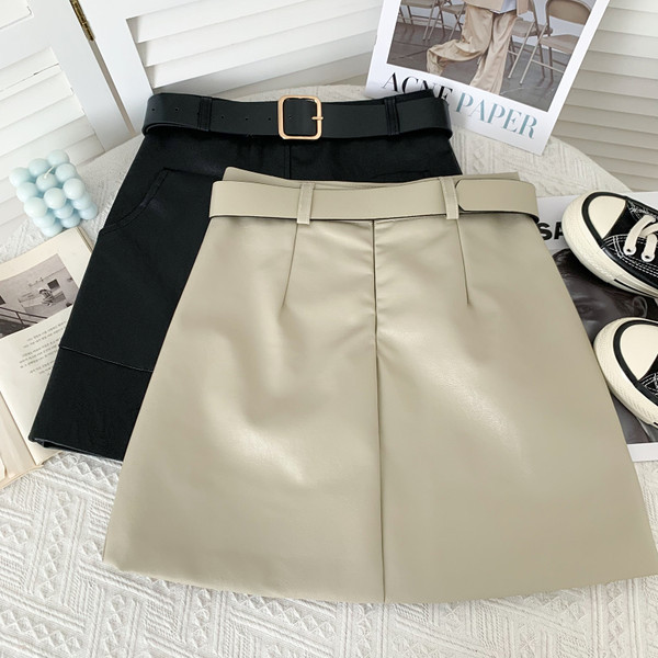 Új modell női szoknya műbőr zsebekkel