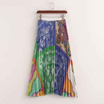 Μακριά πλισέ φούστα με μοτίβο με μοτίβο