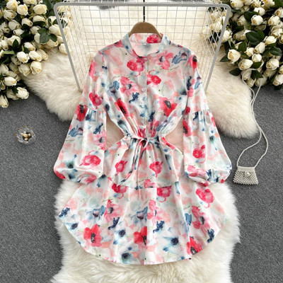 Rochie casual de dama cu maneci lungi - cu animal print sau model floral