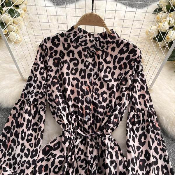 Rochie casual de dama cu maneci lungi - cu animal print sau model floral