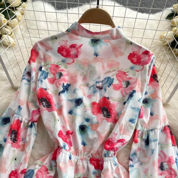 Rochie casual de dama cu maneci lungi - cu animal print sau model floral