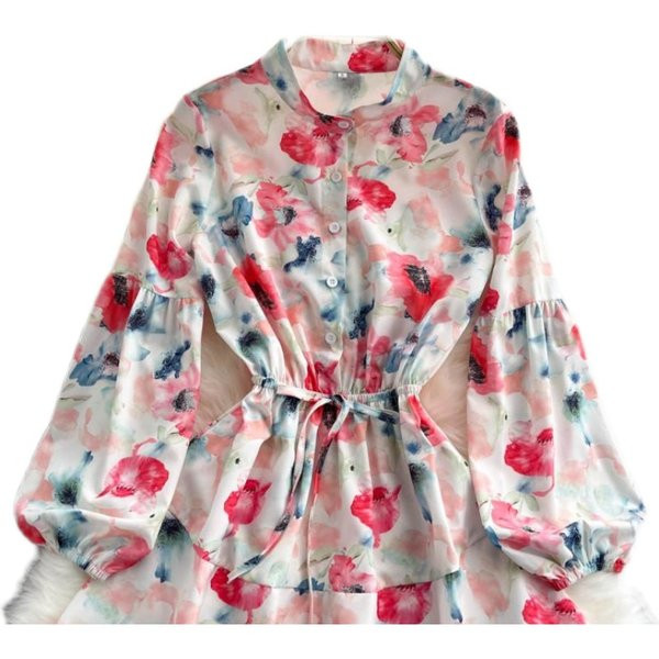 Rochie casual de dama cu maneci lungi - cu animal print sau model floral