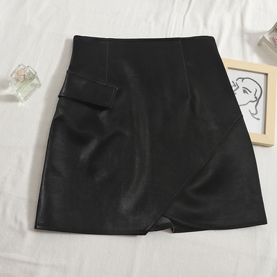 Γυναικεία φούστα από οικολογικό δέρμα με ψηλή μέση