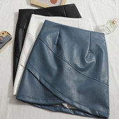 Női szoknya eko bőrből, magas derékkal
