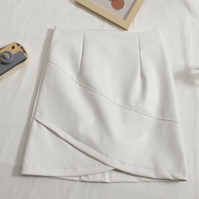 Női szoknya eko bőrből, magas derékkal