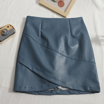 Női szoknya eko bőrből, magas derékkal