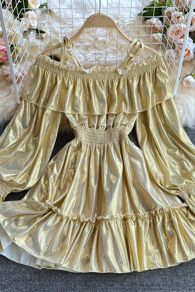 Naiste kleit elastse vöökoha ja pikkade varrukatega