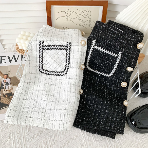 Νέο μοντέλο γυναικεία καρό φούστα με τσέπη και κουμπιά