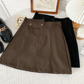 Naiste kaasaegne kõrge vöökohaga seelik must ja pruun