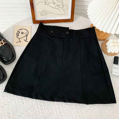 Naiste kaasaegne kõrge vöökohaga seelik must ja pruun