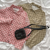 Kahes värvitoonis ruuduline naiste nööpidega jakk