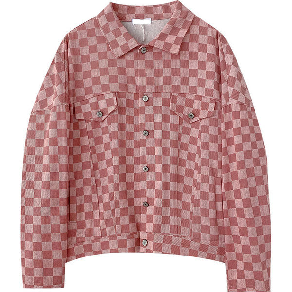 Kahes värvitoonis ruuduline naiste nööpidega jakk