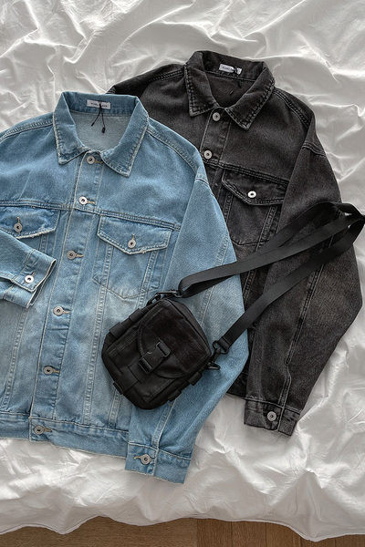 Naiste klassikalise krae ja nööpidega teksajakk