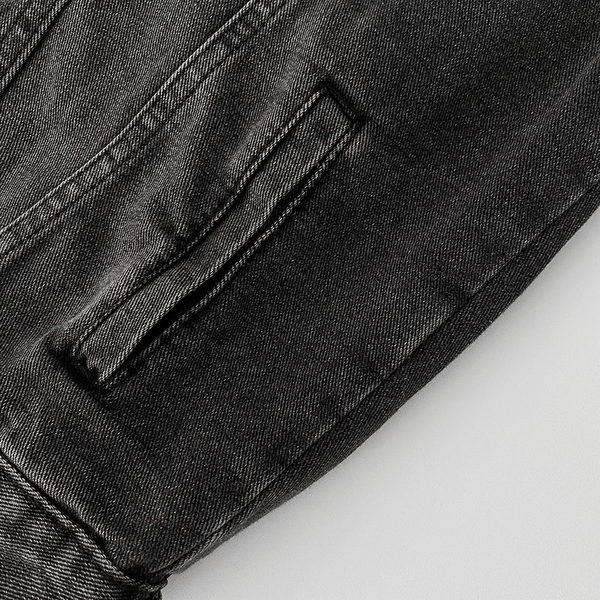 Naiste klassikalise krae ja nööpidega teksajakk