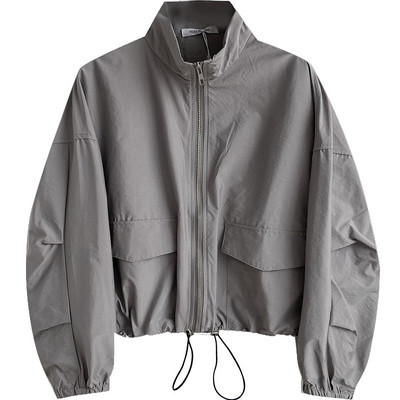 Γυναικείο casual μπουφάν με κορδόνια και τσέπες