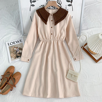 Μοντέρνο φόρεμα με στρογγυλή λαιμόκοψη και μακριά μανίκια σε διάφορα χρώματα