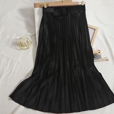 Fusta de dama din catifea plisata cu talie inalta