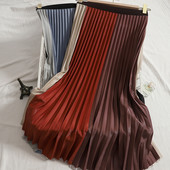 Värviline kõrge vöökohaga naiste plisseeritud seelik