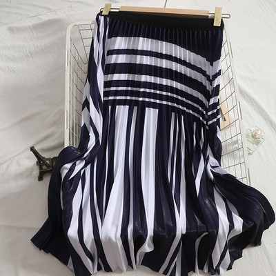 Värviline kõrge vöökohaga naiste plisseeritud seelik