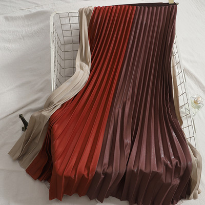 Värviline kõrge vöökohaga naiste plisseeritud seelik