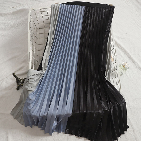 Värviline kõrge vöökohaga naiste plisseeritud seelik