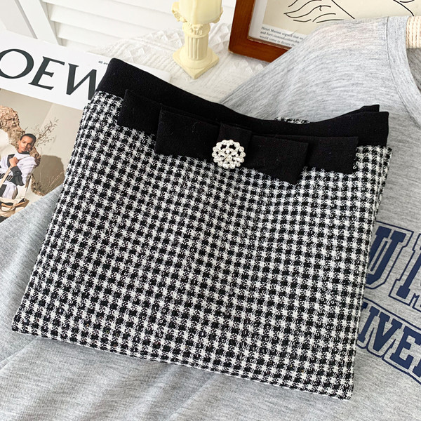 Νέο μοντέλο γυναικεία καρό φούστα με ψηλή μέση -Α -γραμμή