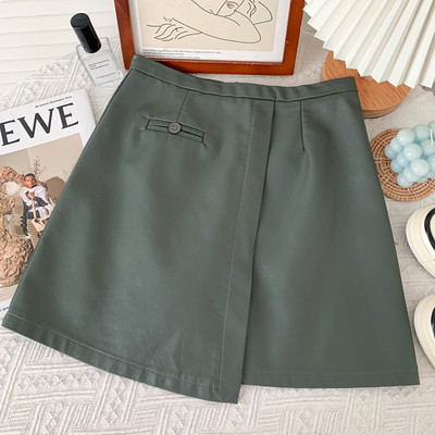 Γυναικεία δερμάτινη έκο φούστα φθινόπωρο-χειμώνα με ψηλή μέση