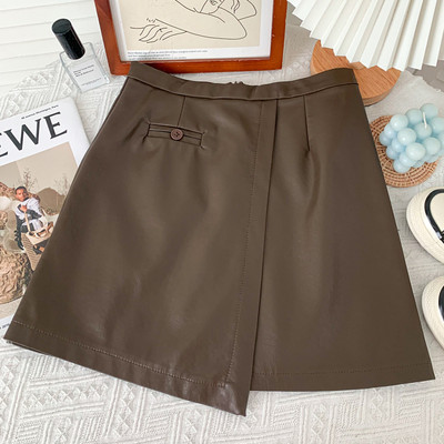 Γυναικεία δερμάτινη έκο φούστα φθινόπωρο-χειμώνα με ψηλή μέση