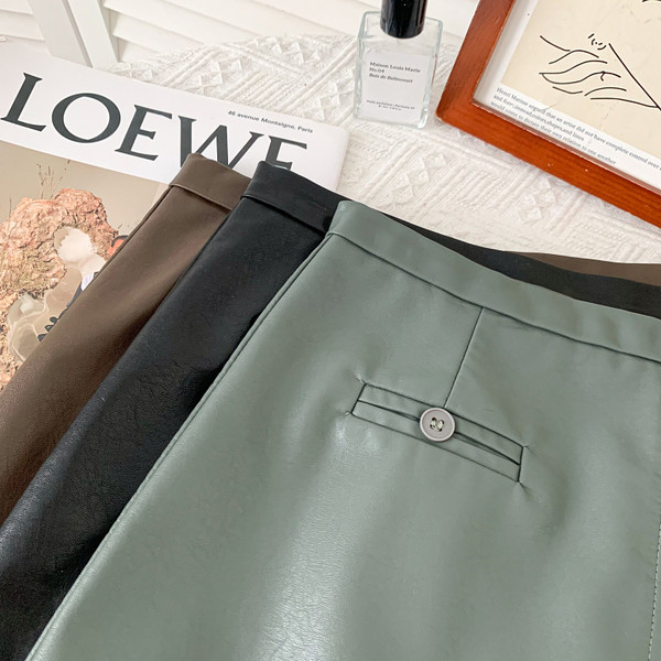 Γυναικεία δερμάτινη έκο φούστα φθινόπωρο-χειμώνα με ψηλή μέση