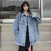 Naiste taskutega teksajakk - lai mudel