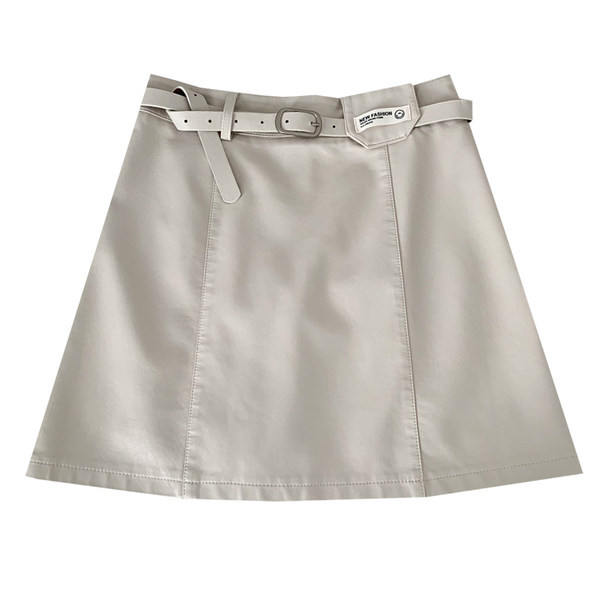 Модерна дамска пола от изкуствена кожа с колан