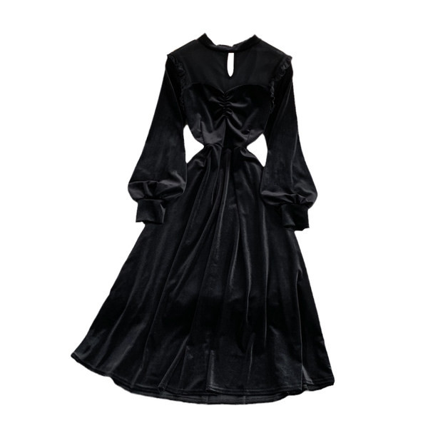 Modern női ruha hosszú ujjú fekete színben