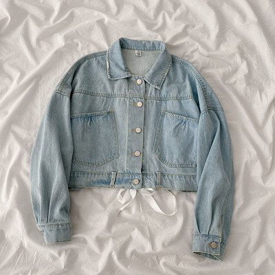 Νέο μοντέλο γυναικείο τζιν μπουφάν με κορδόνια