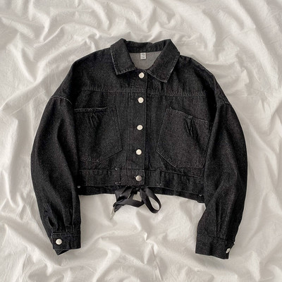 Νέο μοντέλο γυναικείο τζιν μπουφάν με κορδόνια