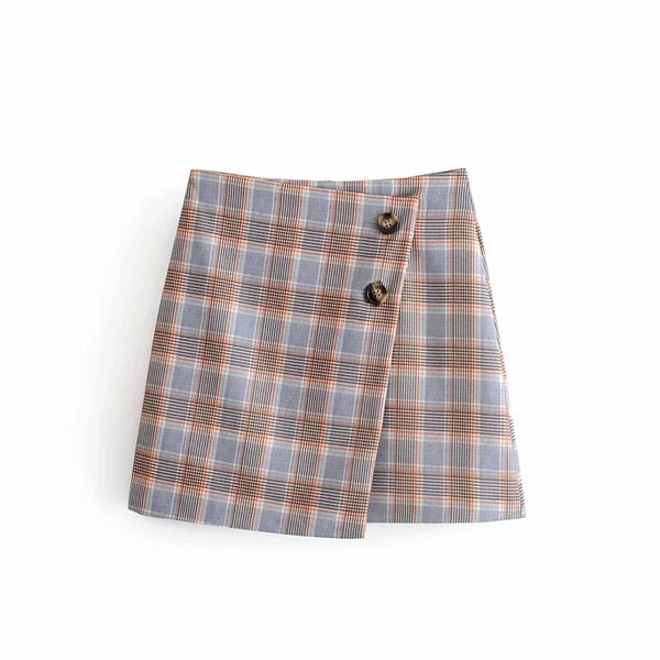 Ruuduline asümmeetriline nööpidega seelik