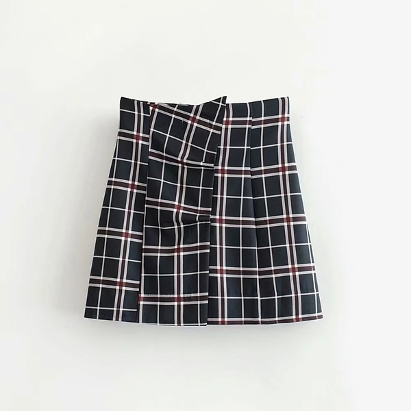 Casual καρό φούστα με ψηλή μέση